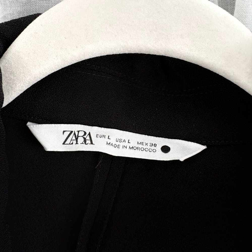 Zara Black Longsleeve Collared Romper Size L - Picture 4 of 6
